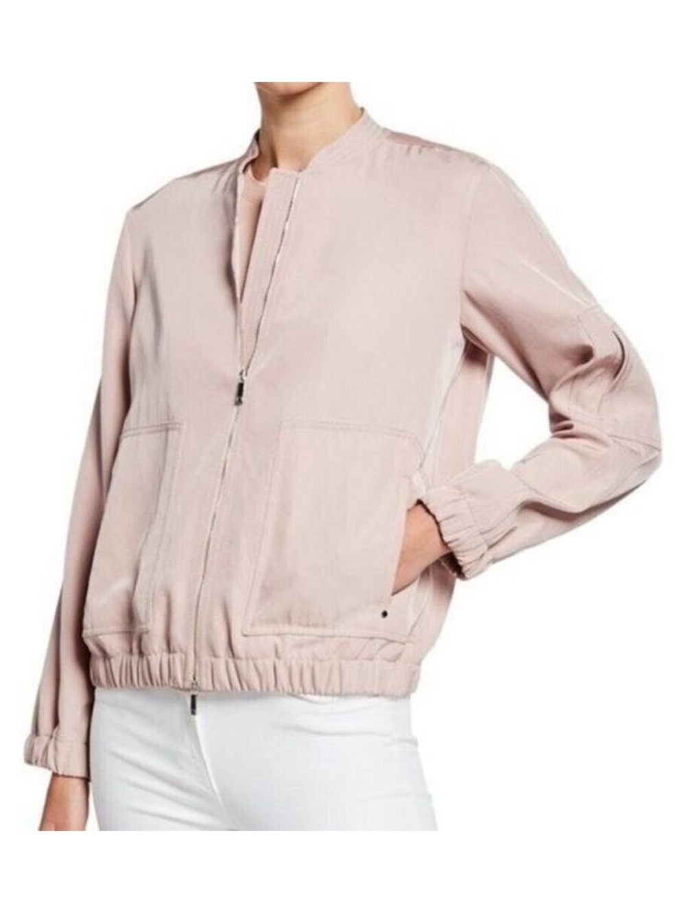NWT Lafayette 148 Ziggy Bomber Jacket in Pink Quartz